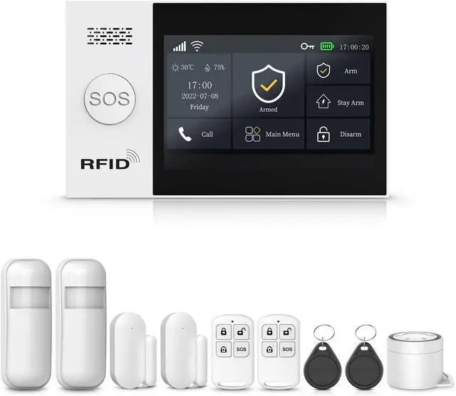 Main image of PGST Wireless Alarm System for Home Security,No Monthly Fee,4.3 Inch Touchscreen,Door and Motion Sensors,Compatible with Alexa and Google Home for Apartment,Garage