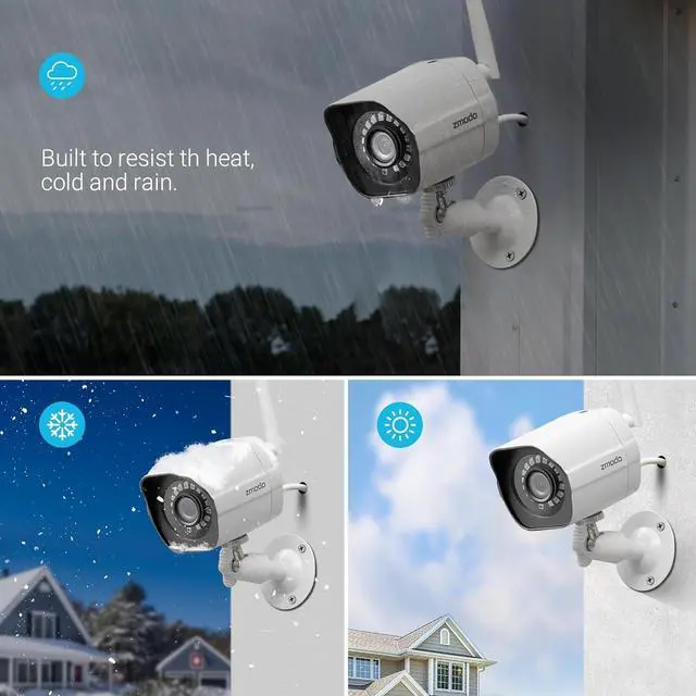 Alt view image 2 of 7 - Zmodo Outdoor Security Cameras Wifi - 1080p Full HD Surveillance Cameras for Home Security with Night Vision, IP 66 Weatherproof, Plug-In, Motion Detection, 4 Pack
