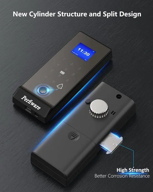 Alt view image 3 of 7 - LG2375 Sliding Glass Door Locks,Framed Sliding Door Lock for Glass/Wooden/Swing Door,Biometric Fingerprint/Keypad/Remote/IC Card Smart Door Lock Security,Home,Office,Labs,Store,Business