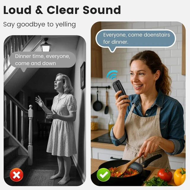 Alt view image 4 of 7 - Intercoms Wireless for Home,1 Mile Long Range for House Business Office,Handheld Portable Room to Room Communication System, Rechargeable Loud & Clear 10-Channel Anti-Interference Intercom System