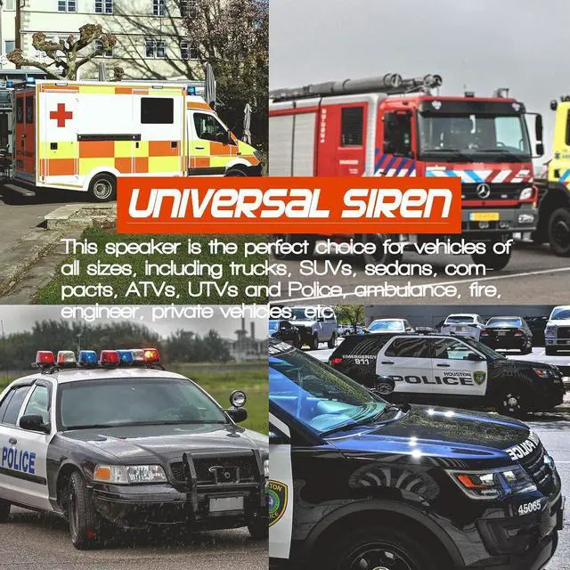 Alt view image 4 of 7 - BooYu 12V 200W 20 Tones Police Warning Emergency Siren PA System for Firefighter Ambulance Vehicles Truck Car SUV ATV UTV[180° Design Speaker][Wireless Remote Handheld Microphone][2 x 10A Switches]