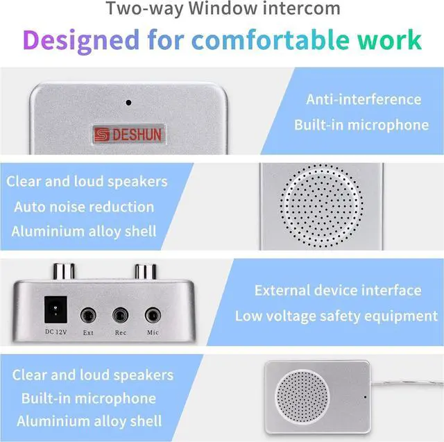 Alt view image 3 of 7 - Window intercom System Dual Way, Window Speakers, A walkie-Talkie That can be Attached to Glass,Built-in Microphone, intercom System for The Business/Bank/Office/Hospital/Station/Catering