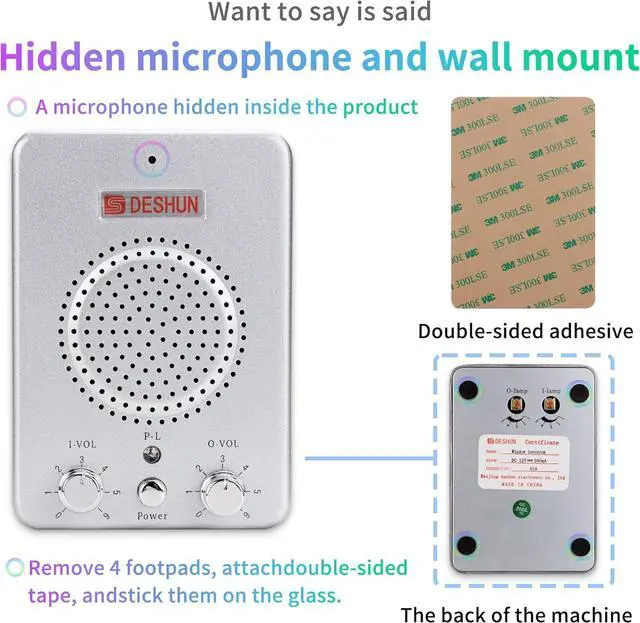 Alt view image 5 of 7 - Window intercom System Dual Way, Window Speakers, A walkie-Talkie That can be Attached to Glass,Built-in Microphone, intercom System for The Business/Bank/Office/Hospital/Station/Catering