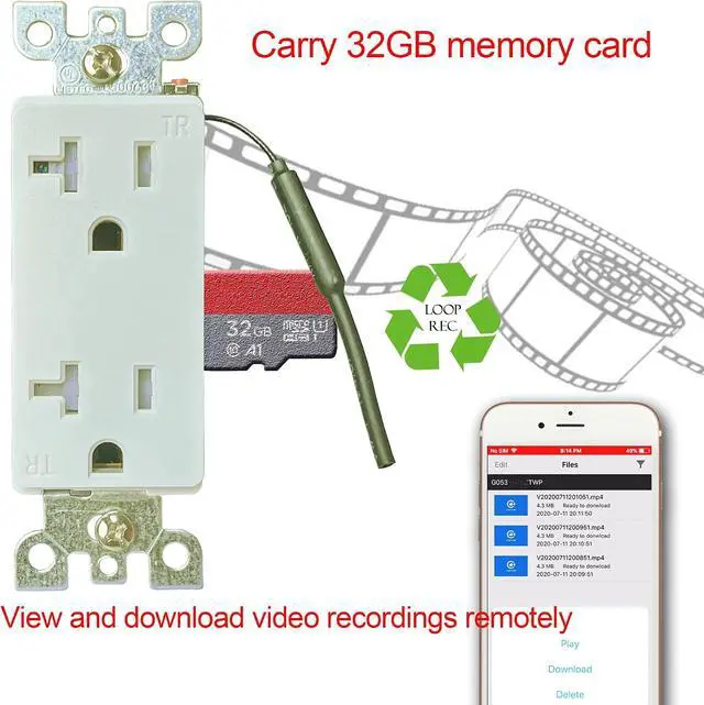 Alt view image 5 of 6 - 4K WiFi Wall Outlet Security Night Vision Camera
