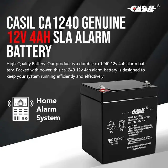 Alt view image 2 of 7 - Casil CA1240 12v 4ah Battery for Alarm System Battery mh26038