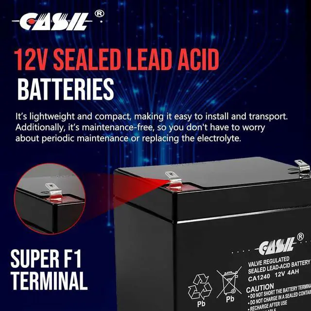 Alt view image 6 of 7 - Casil CA1240 12v 4ah Battery for Alarm System Battery mh26038
