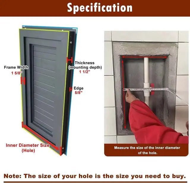 Alt view image 6 of 7 - Access Panel Metal Door with Lock and Key, Attic Door 12 16 18 24 30 34 36 48 in Louvered Access Hatch, Wiring Plumbing Inspection Door(White,WxH(18x20in))
