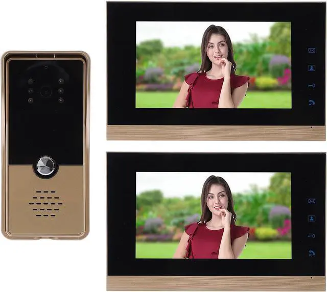 Main image of Pomya Wired Video Intercom System, 6 Infrared Lights ABS Wired Video Door Entry System for Villa (Gold)