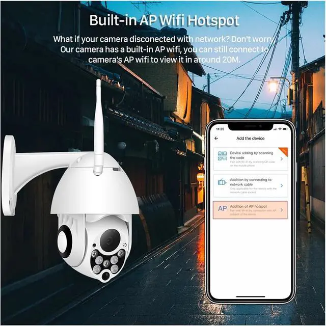Alt view image 4 of 6 - PTZ WiFi Camera Outdoor 1080P HD CCTV Security Camera 4X Zoom Waterproof Speed Dome Surveillance Camera(U/K,1080P Add 32G Card)