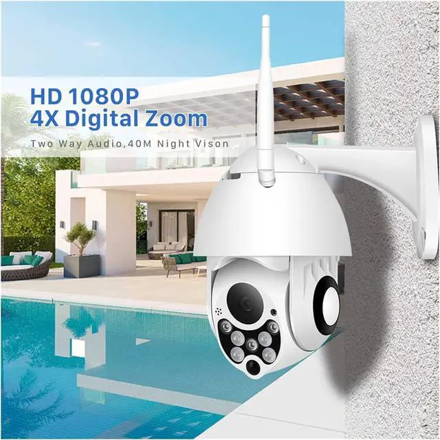 Alt view image 2 of 6 - PTZ WiFi Camera Outdoor 1080P HD CCTV Security Camera 4X Zoom Waterproof Speed Dome Surveillance Camera(U/K,1080P Add 32G Card)