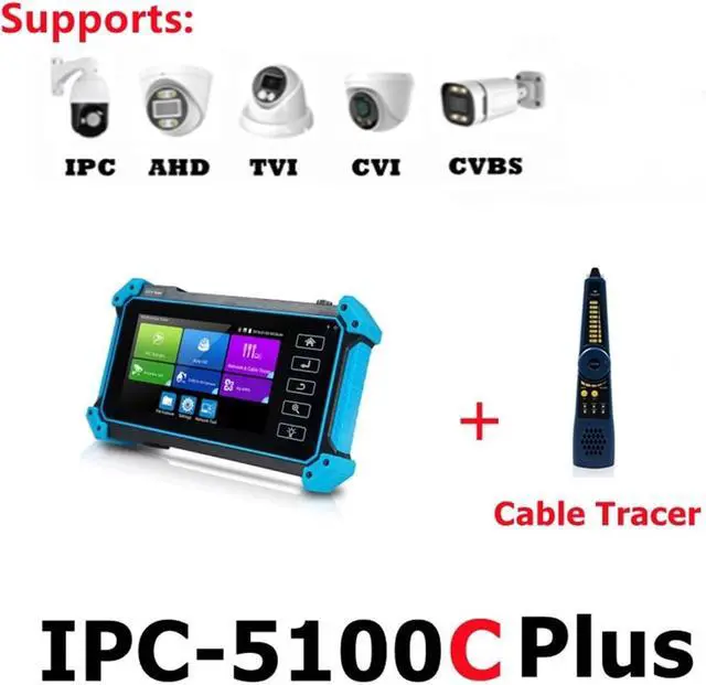 Alt view image 2 of 6 - CCTV Tester, 4K IPC CCTV Tester Monitor 8MP AHD CVI TV SDI Camera Testing H.265 IP PoE VGA Input Cable Tracer Test(IPC-5100C Plus)