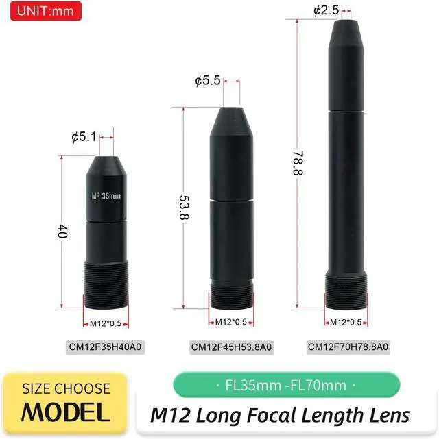 Alt view image 3 of 7 - M12 Lens Sample Kit for Security Cameras Short, Medium & Long Focal Lengths (2.1mm to 70mm) Compatible with CCTV, Raspberry Pi, & Industrial Cameras (M12LongKit)