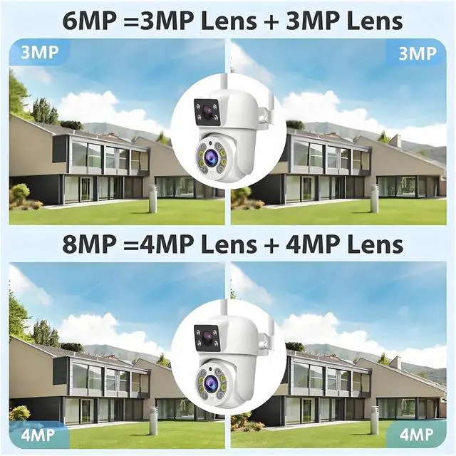 Alt view image 5 of 7 - 8MP WiFi IP Camera PTZ Dual Lens Dual Screen Manual Detection Full Color Night Vision Outdoor Security Surveillance Camera