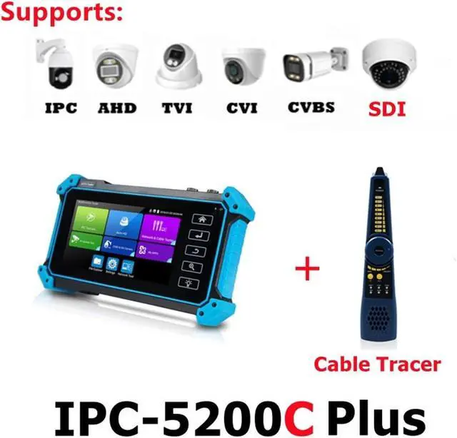 Alt view image 2 of 7 - CCTV Tester, 12MP IPC Tester 8MP/AHD/CVI/TV/SDI CCTV with VGA Input 5.4in Monitor for IP Camera CFTV(IPC-5200C Plus)