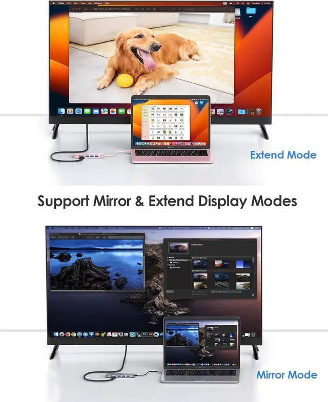 Alt view image 6 of 7 - LENTION USB C Hub with 4K HDMI, 3 USB 3.0, SD 3.0 Card Reader, USBC Hub Multiport Adapter for 2023-2016 MacBook Pro, New Mac Air/iPad Pro/Surface, More, Stable Driver Certified (CB-C34, Rose Gold)