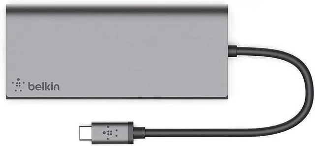 Alt view image 7 of 7 - Belkin USB-C Hub with Tethered USB-C Cable (USB-C Dock for MacOS and Windows USB-C Laptops)