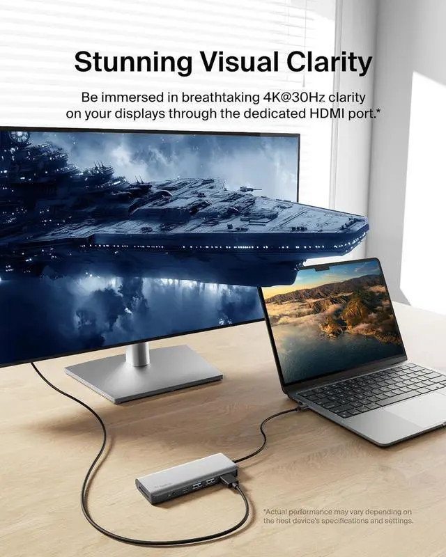 Alt view image 6 of 7 - Belkin USB C Hub, 7-in-1 MultiPort Adapter Dock with 4K HDMI 1.4, USB-C PD 3.0, 2x USB-A 3.0 BC1.2, SD 3.0 card reader, Micro SD 3.0, 3.5 mm audio in/out for MacBook Pro,Air, iPad Pro, XPSand More