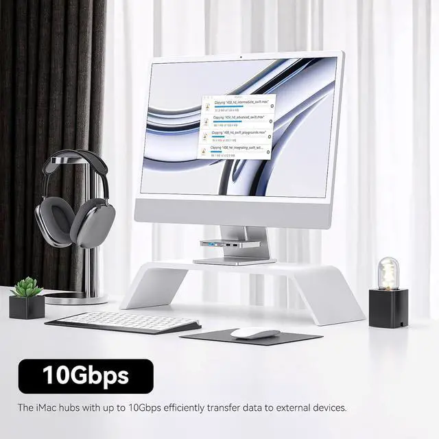 Alt view image 3 of 7 - Minisopuru iMac Accessories for i Mac M1/M3/M4 USB C Hub for iMac2021/2023/2024 with USB A/C 10Gbps SD/TF iMac Adapter Compatible with iMac24 inch and Studio Display 27 Inches Silver.