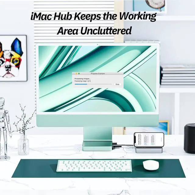 Alt view image 6 of 7 - Minisopuru USB C Hub for iMac 24 inch 2021/2023/2024, USB Hub Adapter Support M.2 NVMe SSD, iMac USB Hub for iMac M1/M3/M4, iMac Accessories with10Gbps, USB A 3.2, SD/TF, M.2 SSD(Not Included), Green.