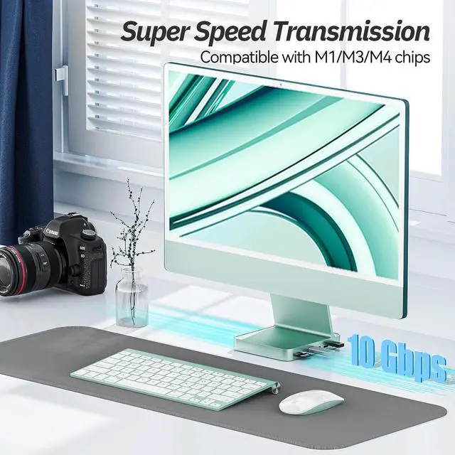 Alt view image 5 of 7 - Minisopuru USB C Hub for iMac 24 inch 2021/2023/2024, USB Hub Adapter Support M.2 NVMe SSD, iMac USB Hub for iMac M1/M3/M4, iMac Accessories with10Gbps, USB A 3.2, SD/TF, M.2 SSD(Not Included), Green.