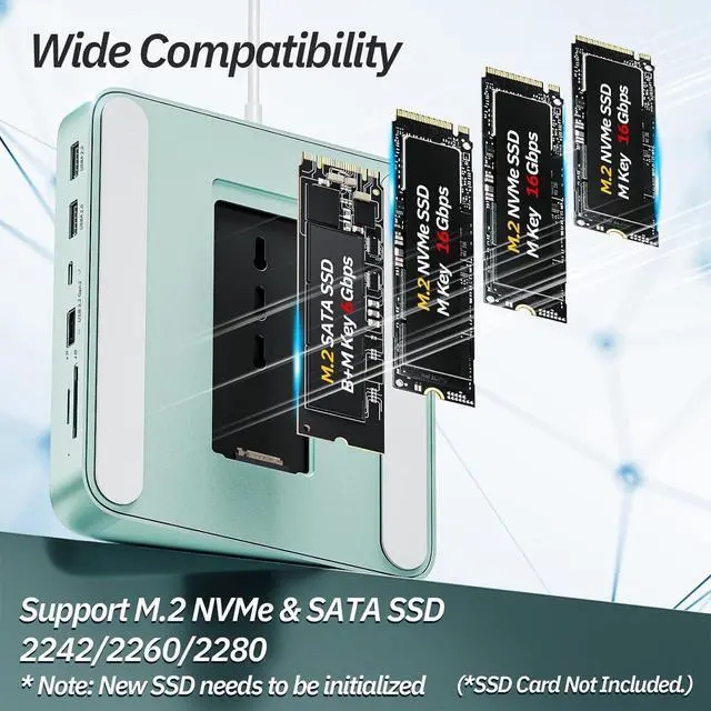 Alt view image 3 of 7 - Minisopuru USB C Hub for iMac 24 inch 2021/2023/2024, USB Hub Adapter Support M.2 NVMe SSD, iMac USB Hub for iMac M1/M3/M4, iMac Accessories with10Gbps, USB A 3.2, SD/TF, M.2 SSD(Not Included), Green.