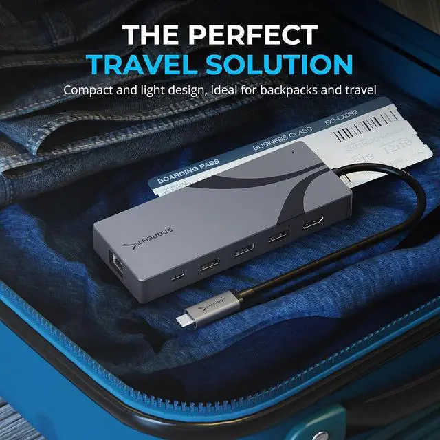 Alt view image 7 of 7 - SABRENT USB-C Hub, 6-Port Dock with M.2 SSD Slot, 90W PD3.0, 1 USB 2.0 & 2 USB 3.2 Type-A Ports, HDMI 2.0 4K 60Hz, RJ45 1GbE Port (HB-6PNV)