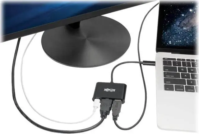 Alt view image 2 of 2 - Tripp Lite USB C to HDMI Multiport Adapter Converter with USB Hub PD Charging USB Type C 4K at 30Hz Thunderbolt 3 Black