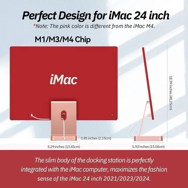 Alt view image 4 of 7 - USB C Hub for iMac 24 inch 2021/2023/2024, Minisopuru iMac Hub Support M.2 NVMe SSD, iMac Accessories for iMac M1/M3/M4, iMac Adapter with USB A/C 10Gbps, SD/TF, M.2 SSD (Not Included), Pink.