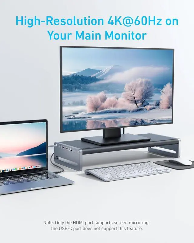 Alt view image 5 of 6 - Anker USB C Hub, 10-in-1 Aluminum Monitor Stand with 100W PD, 5Gbps USB Ports, 4K@60Hz HDMI Display, Built-in 3.3 ft Cable, Clutter-Free Desk for MacBook, Dell, and Full-Function USBC Devices