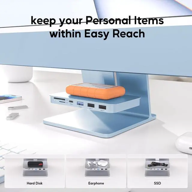 Alt view image 6 of 7 - iMac Accessories for iMac24 inch 2021/2023/2024, PULWTOP iMac Hub with M.2 NVMe SSD Enclosure, i-Mac USB C Hub USB A/C 10Gbps, SD/TF, i-Mac USB Adapter for iMac24 M1/M3/M4 or Studio Display 27 inch
