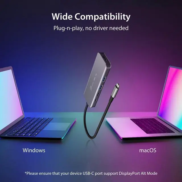 Alt view image 6 of 6 - j5create USB4 8K60 Slim Hub - 6 in 1 USB4 Hub with 8K60/4K144 HDMI, PD Charging, USB-A, USB-C Ports | Compatible with MacBook, Windows Laptops, Thunderbolt 3/4, and USB4 Devices (JCH453)