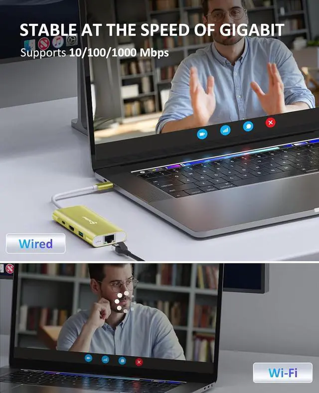 Alt view image 4 of 6 - UtechSmart USB C Hub, USB C Ethernet Multiport Adapter, 6 in 1 USB C to HDMI Dock Compatible for MacBook Pro/Air, Chromebook, Dell XPS, HP (Gigabit Ethernet 100W PD 4K HDMI USB 3.0)(Gold), UCN3273