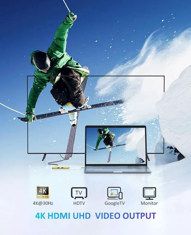 Alt view image 5 of 6 - UtechSmart USB C Hub, USB C Ethernet Multiport Adapter, 6 in 1 USB C to HDMI Dock Compatible for MacBook Pro/Air, Chromebook, Dell XPS, HP (Gigabit Ethernet 100W PD 4K HDMI USB 3.0)(Gold), UCN3273