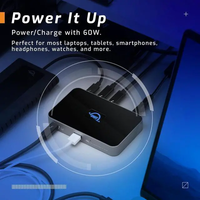 Alt view image 6 of 6 - OWC 5 Port Thunderbolt Hub - 60W Charging, Thunderbolt 4, USB 3.2, Compatible with Macs and PCs