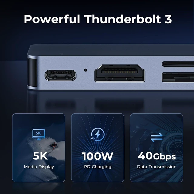 Alt view image 3 of 7 - USB C Adapter HDMI Hub for MacBook Pro/Air M1 M2 2023 2022 2021 131516 USB C to HDMI Mac Accessories Multiport Dongle with 4K HDMI Thunderbolt 3 3 USB A 3.0 Data Ports SD&TF Card Reader