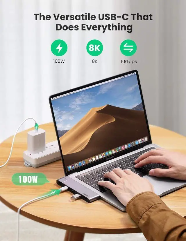 Alt view image 3 of 7 - UGREEN USB-C Hub 5 in 1 4K@30Hz HDMI, 2 USB-A, 100W PD, RJ45 1 Gigabit for MacBook Pro and MacBook Air