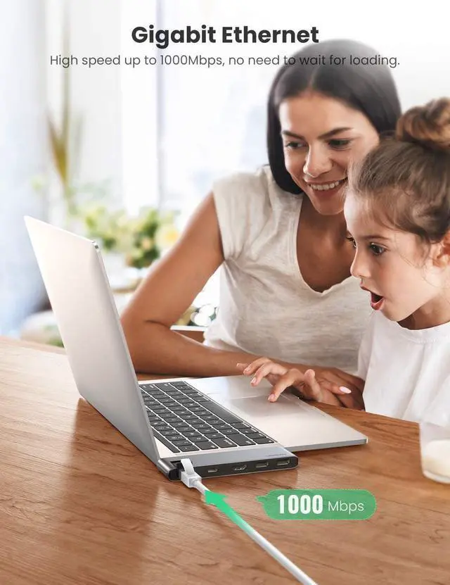 Alt view image 5 of 7 - UGREEN USB-C Hub 5 in 1 4K@30Hz HDMI, 2 USB-A, 100W PD, RJ45 1 Gigabit for MacBook Pro and MacBook Air