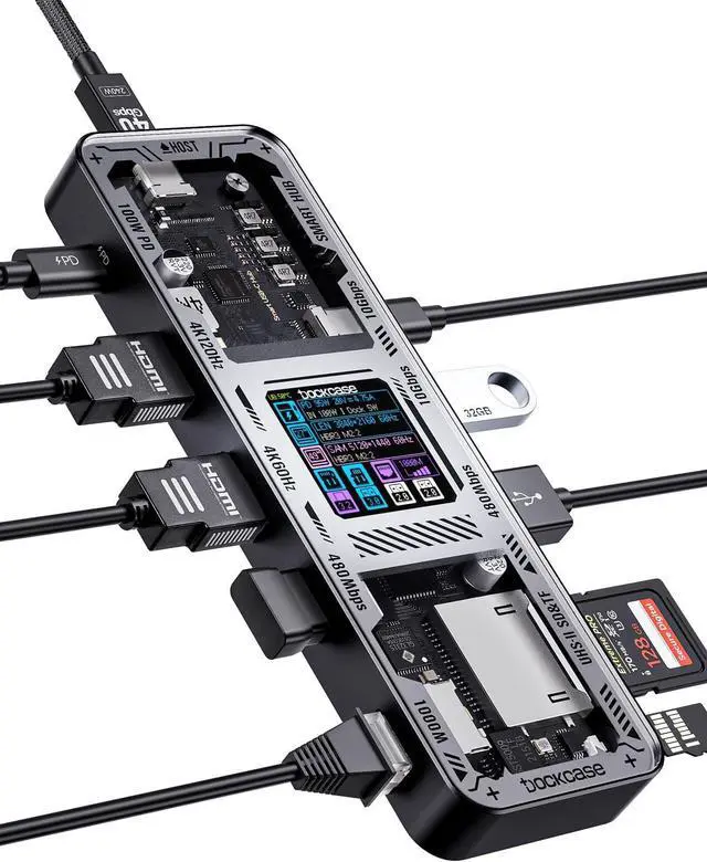 Main image of Explorer Edition 10-in-1 USB C Hub, Dual 4K HDMing Station for 2 Monitor, Gigabit Ethernet,1 USB-C and 3 USB-A Ports,100w PD, UHS- TF/SD Card Reader for MacBook Pro, XPS, and More