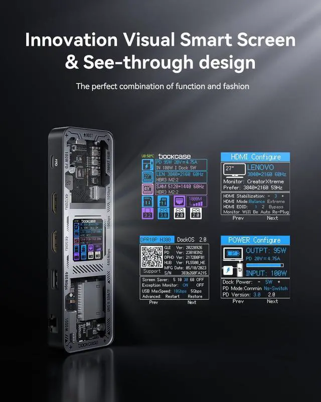 Alt view image 2 of 7 - Explorer Edition 10-in-1 USB C Hub, Dual 4K HDMing Station for 2 Monitor, Gigabit Ethernet,1 USB-C and 3 USB-A Ports,100w PD, UHS- TF/SD Card Reader for MacBook Pro, XPS, and More