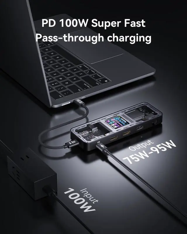 Alt view image 3 of 7 - Explorer Edition 10-in-1 USB C Hub, Dual 4K HDMing Station for 2 Monitor, Gigabit Ethernet,1 USB-C and 3 USB-A Ports,100w PD, UHS- TF/SD Card Reader for MacBook Pro, XPS, and More