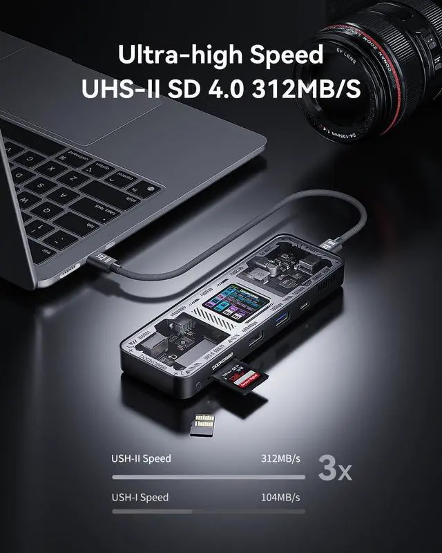 Alt view image 5 of 7 - Explorer Edition 10-in-1 USB C Hub, Dual 4K HDMing Station for 2 Monitor, Gigabit Ethernet,1 USB-C and 3 USB-A Ports,100w PD, UHS- TF/SD Card Reader for MacBook Pro, XPS, and More