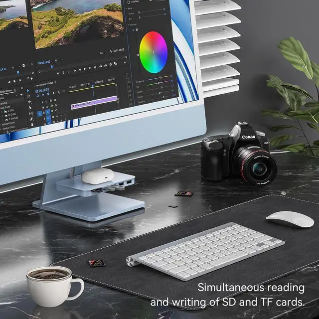 Alt view image 5 of 7 - Minisopuru USB C Hub for iMac, Supports 10Gbps NVMe SSD, USB A/C 10Gbps, SD/TF, Adapter for iMac 24 M1/M3/M4 & Studio Display 27 inch, Blue