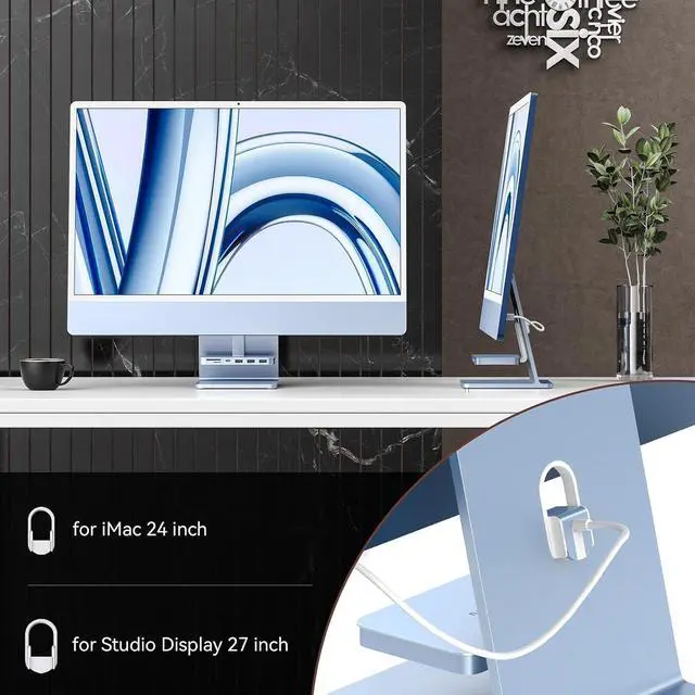 Alt view image 6 of 7 - Minisopuru USB C Hub for iMac, Supports 10Gbps NVMe SSD, USB A/C 10Gbps, SD/TF, Adapter for iMac 24 M1/M3/M4 & Studio Display 27 inch, Blue