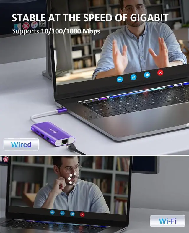 Alt view image 4 of 6 - UtechSmart USB C Hub, Ethernet Multiport Adapter 6 in 1 USB C to HDMI Dock Compatible for MacBook Pro/Air, Chromebook, Dell XPS, HP and Type C Devices Dark Purple