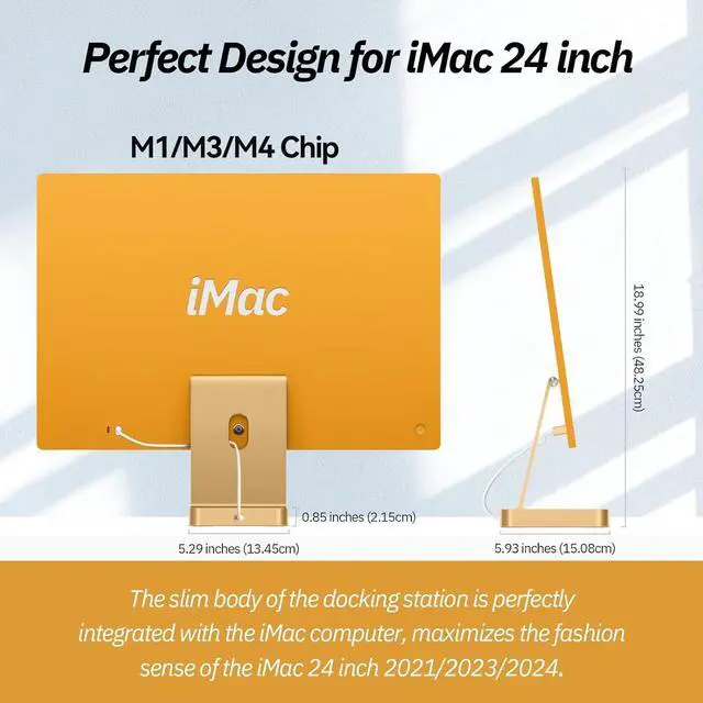 Alt view image 4 of 7 - Minisopuru USB C Hub for iMac 24 inch 2021/2023, USB Hub Adapter Support M.2 NVMe SSD, iMac USB Hub for iMac M1/M3, iMac Accessories with USB C 10Gbps, USB A 3.2, SD/TF, M.2 SSD(Not Included), Yellow.