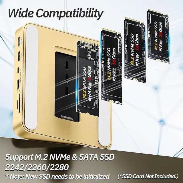 Alt view image 3 of 7 - Minisopuru USB C Hub for iMac 24 inch 2021/2023, USB Hub Adapter Support M.2 NVMe SSD, iMac USB Hub for iMac M1/M3, iMac Accessories with USB C 10Gbps, USB A 3.2, SD/TF, M.2 SSD(Not Included), Yellow.