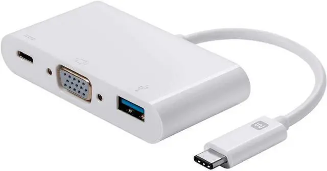 Main image of Monoprice Select Series USB-C VGA Multiport Adapter - White for Apple 12 Inch MacBook, MacBook Pro, Dell XPS 13, Galaxy S8 Plus, Lenovo Yoga 900, Chromebook Pixel