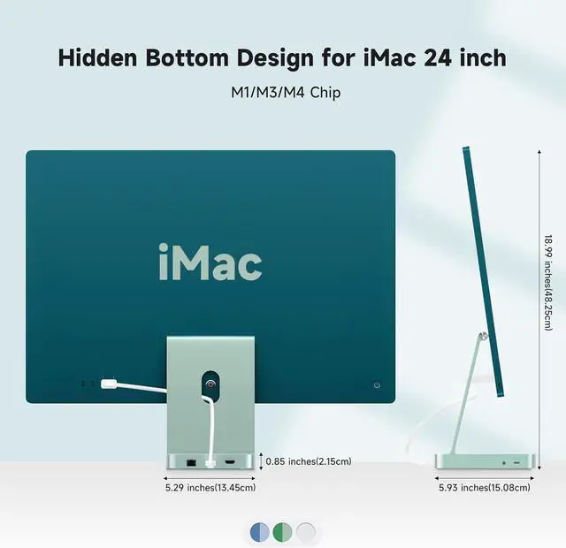 Alt view image 7 of 7 - Minisopuru iExpandMate DS802PRO iMac Accessories with 4K@60Hz HDMI, USB C Charging, 2.5GbE, 4TB M.2 SSD Enclosure, USB C Hub for iMac 24 inch M1/M3/M4, iMac Hub with 4xUSB, SD/TF, Audio | Green