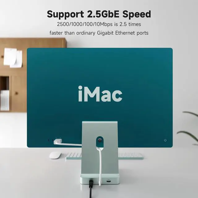 Alt view image 6 of 7 - Minisopuru iExpandMate DS802PRO iMac Accessories with 4K@60Hz HDMI, USB C Charging, 2.5GbE, 4TB M.2 SSD Enclosure, USB C Hub for iMac 24 inch M1/M3/M4, iMac Hub with 4xUSB, SD/TF, Audio | Green