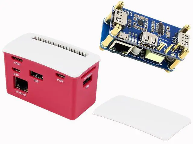 Main image of PoE Ethernet/USB HUB HAT Board with ABS Case Box for Raspberry Pi Zero 2W/2WH/Zero, PoE 802.3af-Compliant Ethernet Port and 3X USB 2.0 Ports Compatible with USB 2.0/1.1